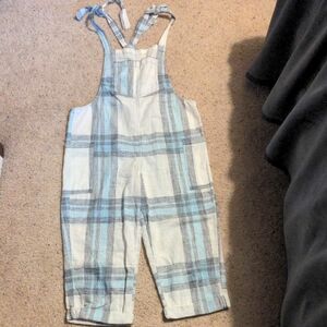 Aerie Blue and White Plaid Overalls